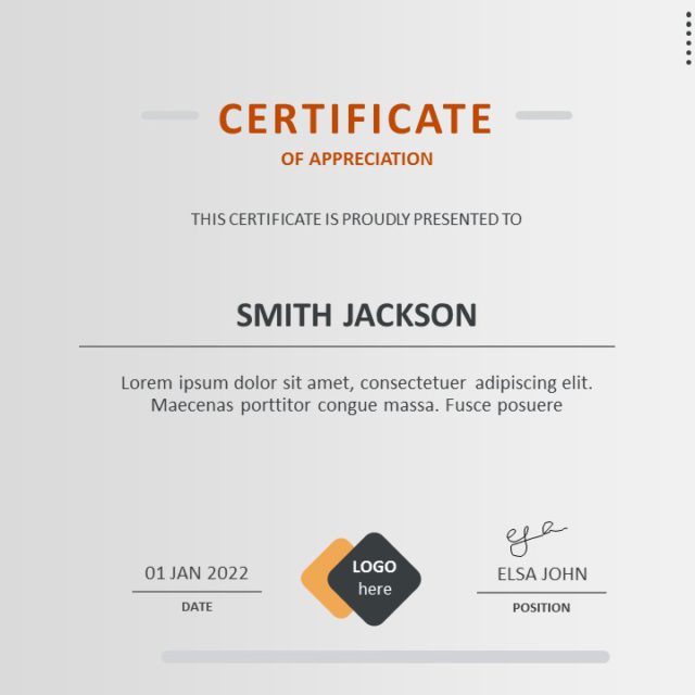 Certificate Of Reward PowerPoint Template