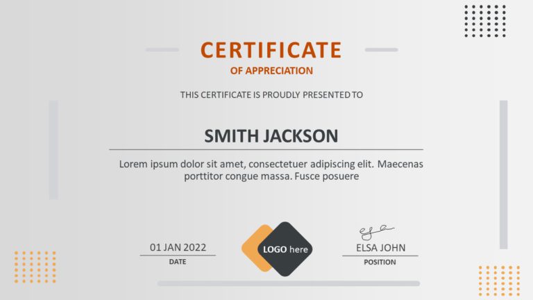 Simple Certificate of Achievement PowerPoint Template & Google Slides Theme