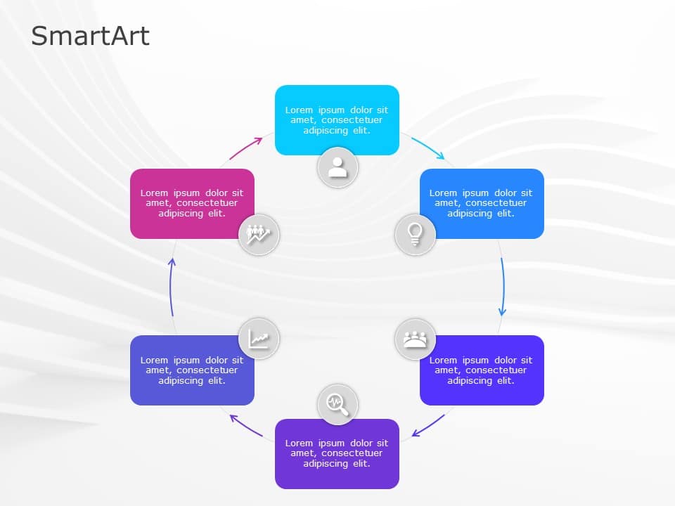 SmartArt Cycle Block Cycle 6 Steps & Google Slides Theme