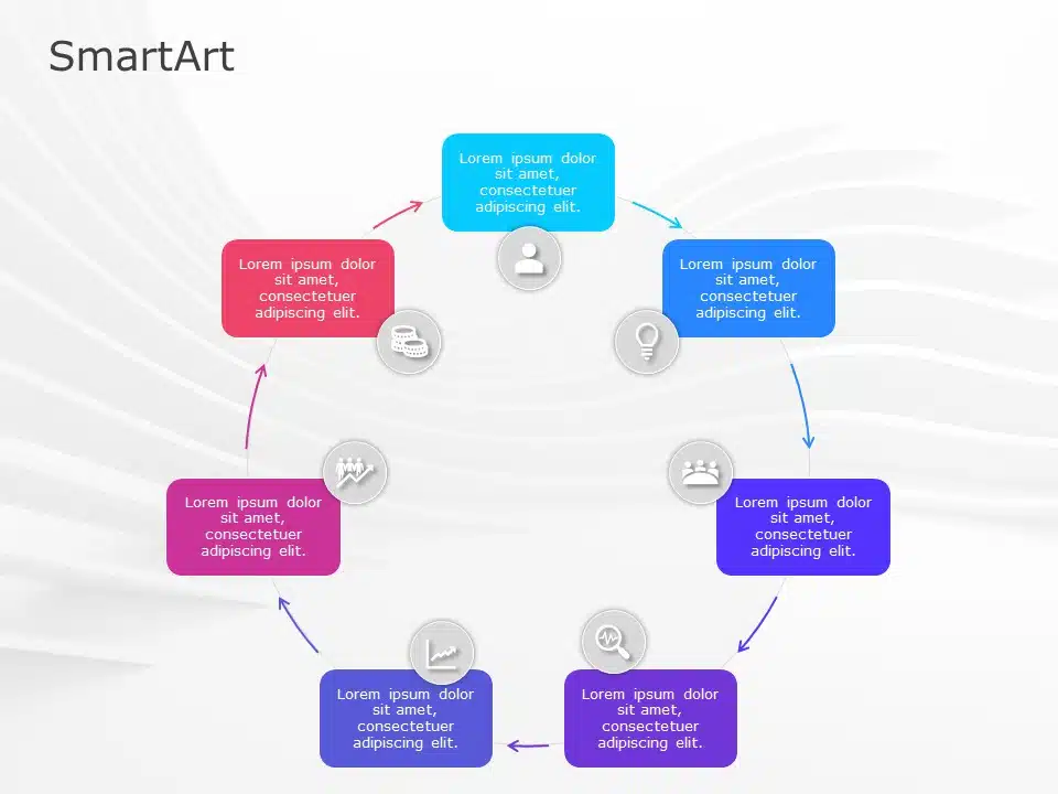 SmartArt Cycle Block Cycle 7 Steps & Google Slides Theme