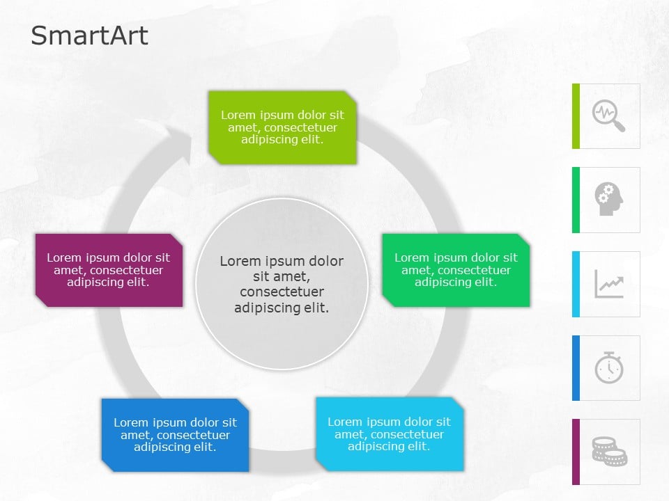 SmartArt Cycle Continuous Cycle 5 Steps & Google Slides Theme