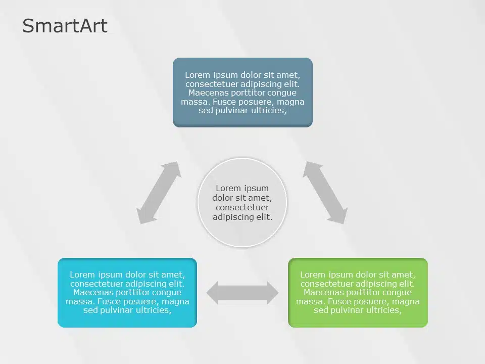 SmartArt Cycle Multidirectional Cycle 3 Steps & Google Slides Theme