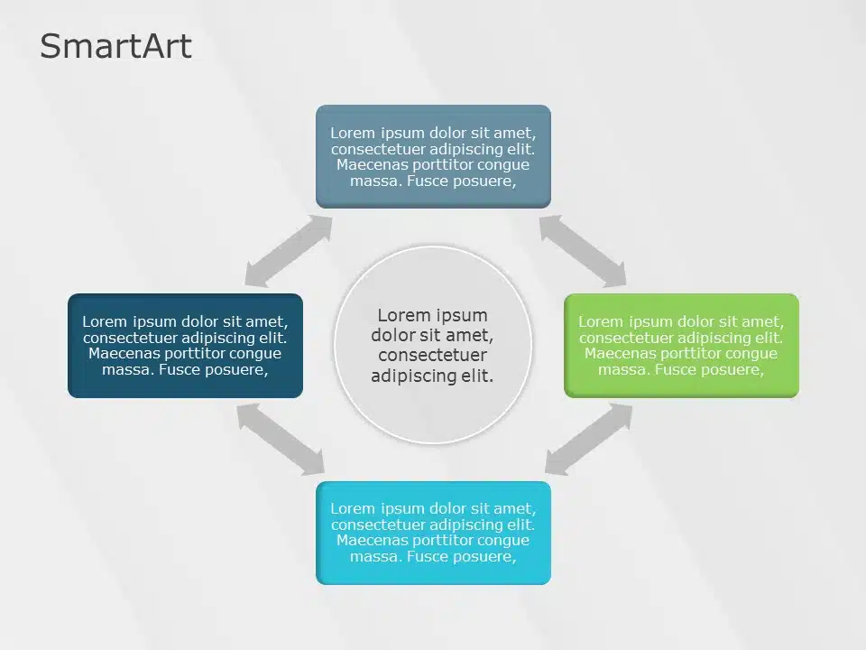 SmartArt Cycle Multidirectional Cycle 4 Steps & Google Slides Theme