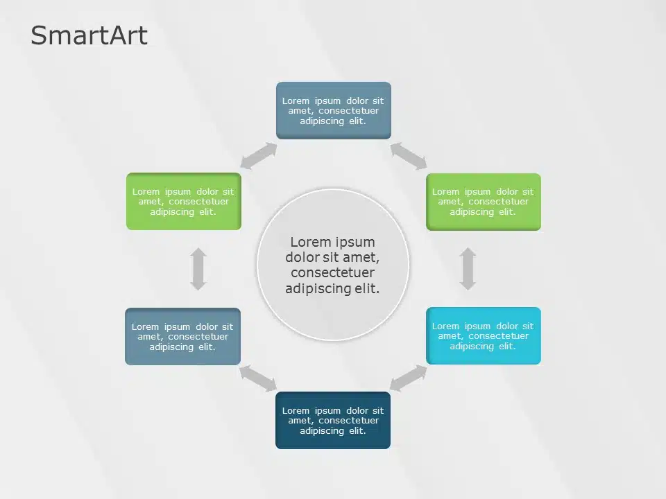 SmartArt Cycle Multidirectional Cycle 6 Steps & Google Slides Theme