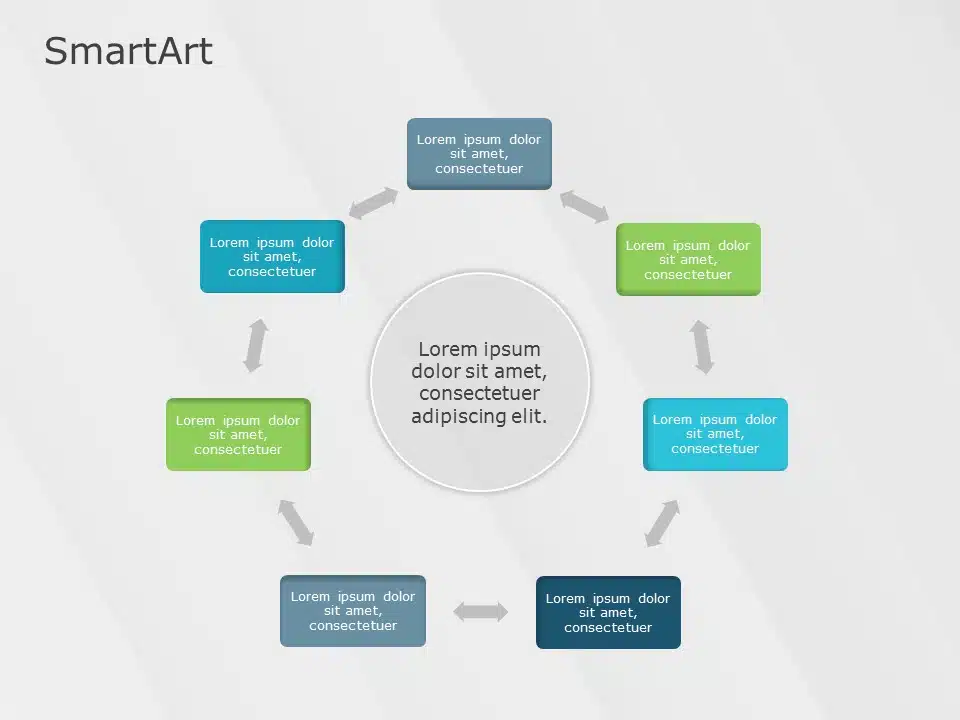 SmartArt Cycle Multidirectional Cycle 7 Steps & Google Slides Theme