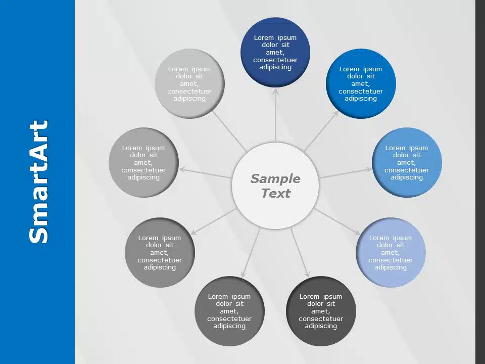 SmartArt Cycle Radial 9 Steps & Google Slides Theme