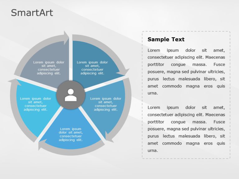 SmartArt Cycle Segmented Cycle 5 Steps & Google Slides Theme