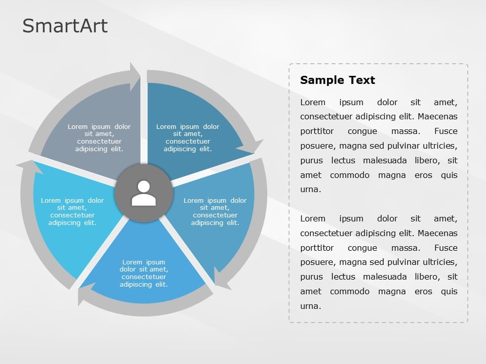 SmartArt Cycle Segmented Cycle 5 Steps & Google Slides Theme