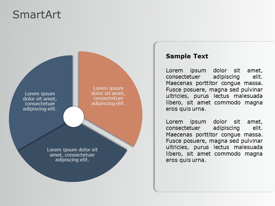 SmartArt Cycle Segmented Pie 3 Steps