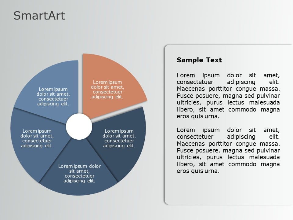 SmartArt Cycle Segmented Pie 5 Steps & Google Slides Theme