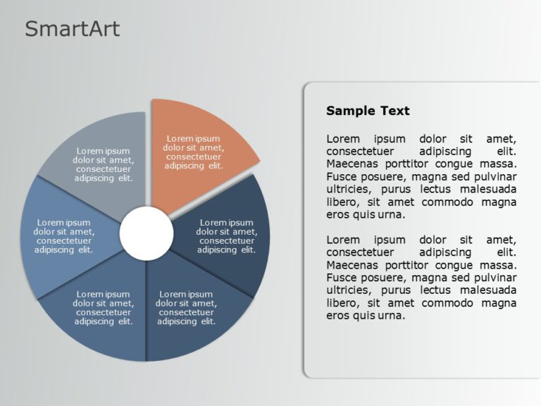 SmartArt Cycle Segmented Pie 6 Steps & Google Slides Theme