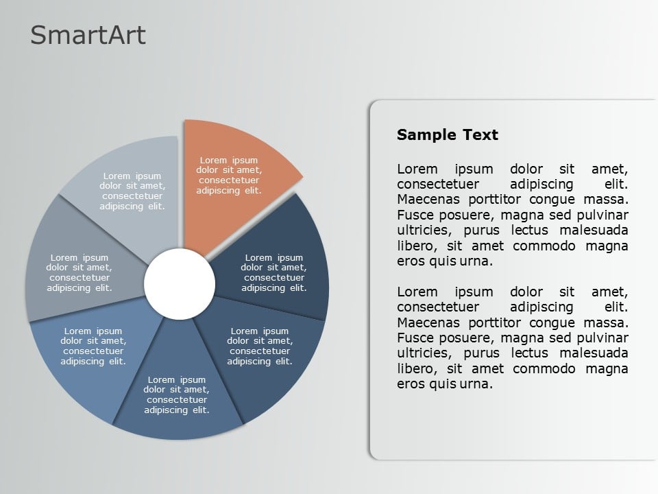 SmartArt Cycle Segmented Pie 7 Steps