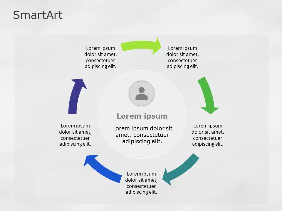 SmartArt Cycle Text Cycle 5 Steps & Google Slides Theme