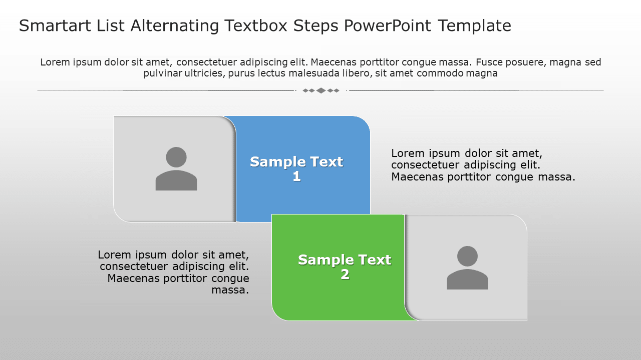 SmartArt List Alternating Textbox 2 Steps PowerPoint Template & Google Slides Theme