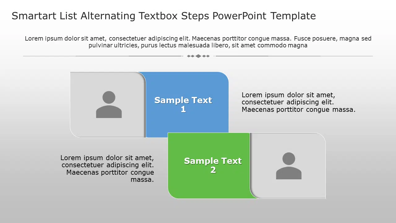 SmartArt List Alternating Textbox 2 Steps PowerPoint Template & Google Slides Theme