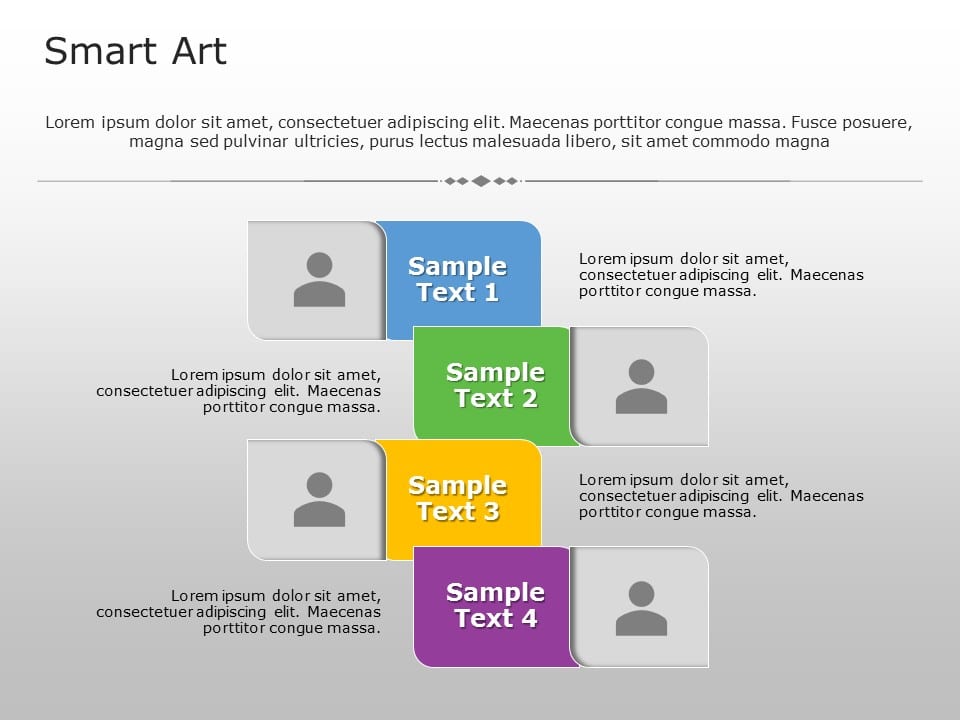 SmartArt List Alternating Textbox 4 Steps PowerPoint Template