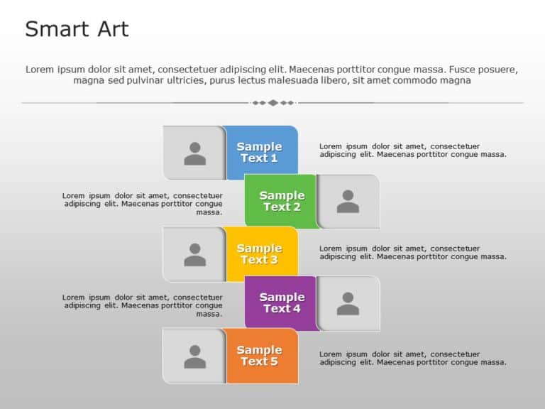 SmartArt List Alternating Textbox 5 Steps PowerPoint Template & Google Slides Theme