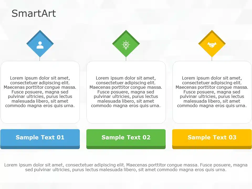 SmartArt List Architecture Layout 3 Steps & Google Slides Theme