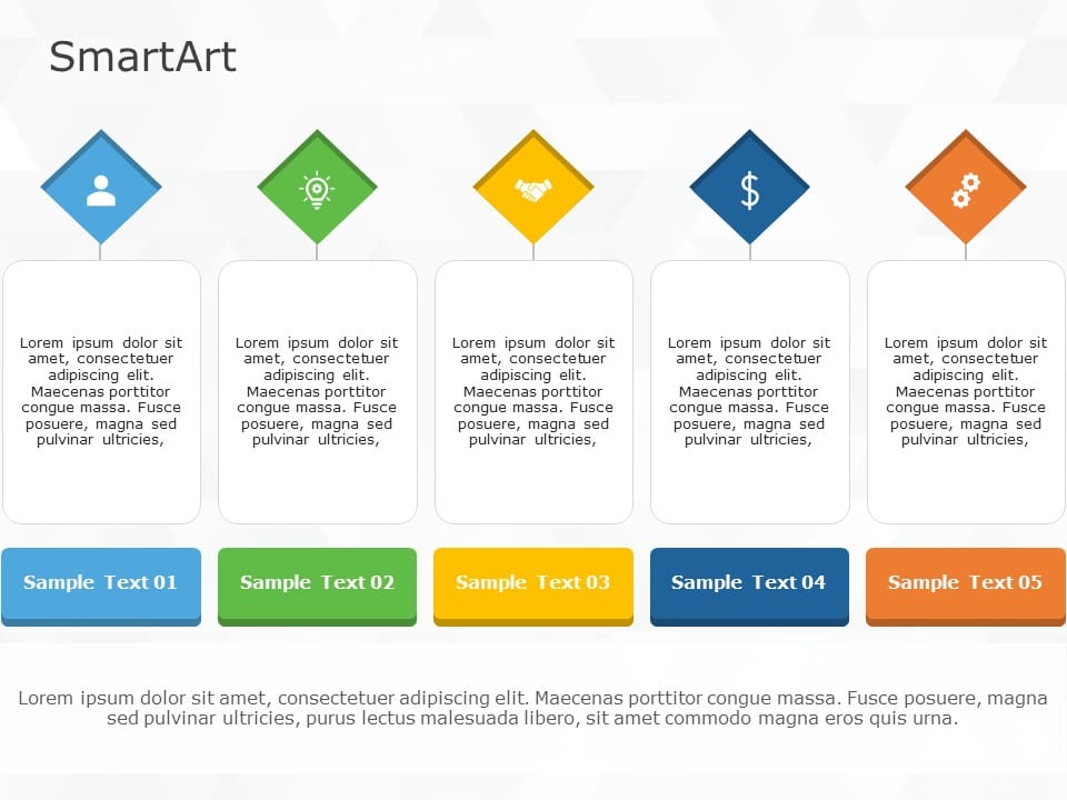 SmartArt List Architecture Layout 5 Steps & Google Slides Theme