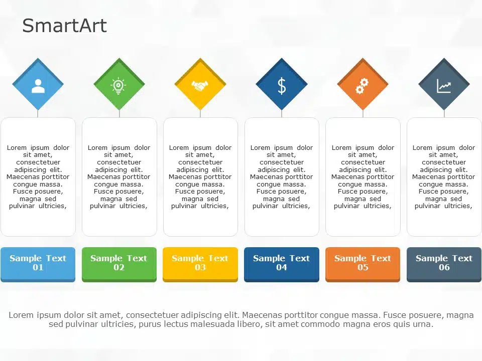 SmartArt List Architecture Layout 6 Steps & Google Slides Theme