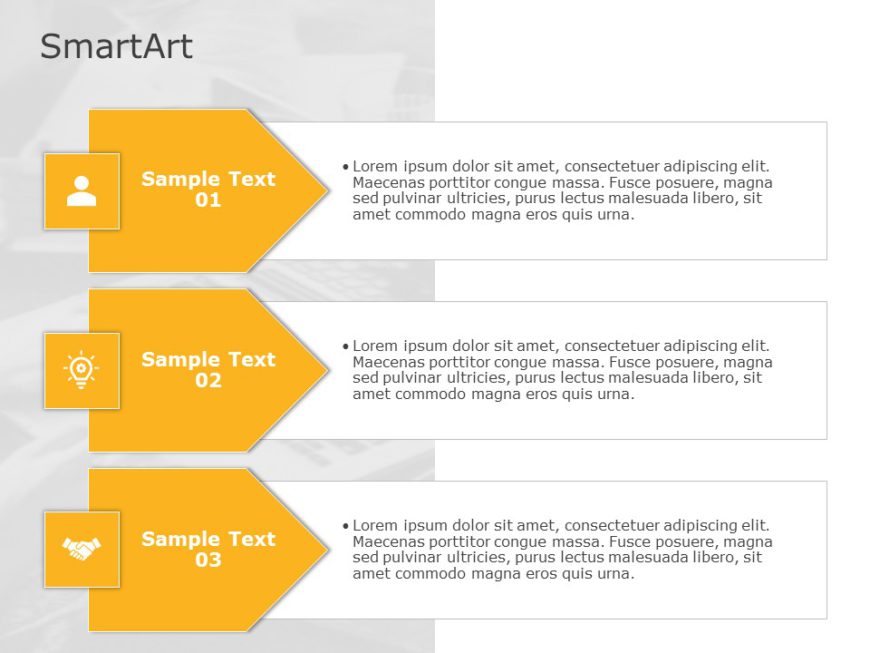 SmartArt List Arrows 3 Steps PowerPoint Template