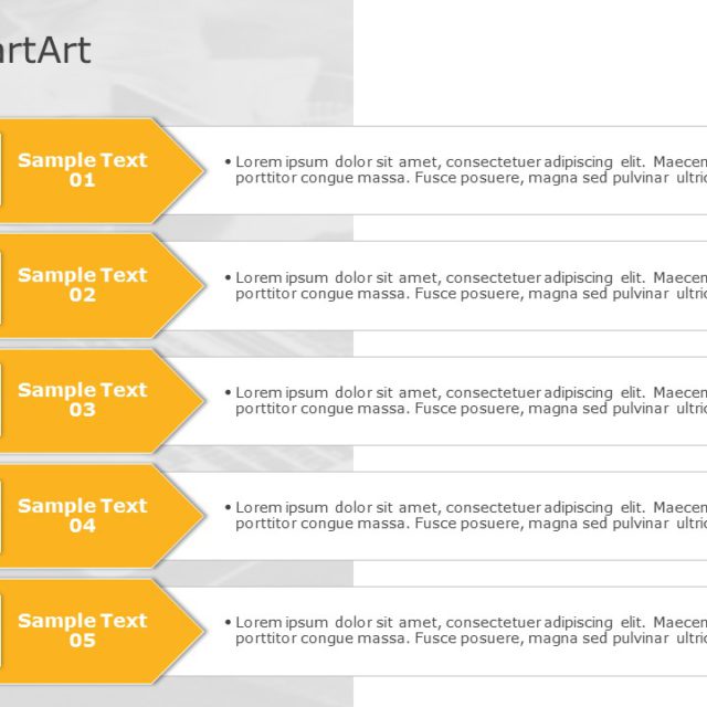 SmartArt List Arrows 6 Steps