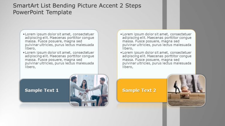 SmartArt List Bending Picture Accent 2 Steps PowerPoint Template & Google Slides Theme