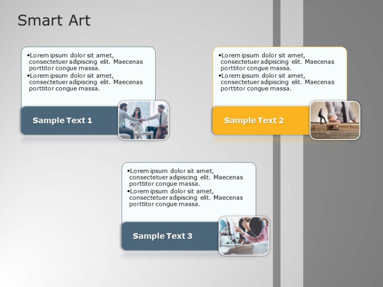 SmartArt List Bending Picture Accent 3 Steps PowerPoint Template