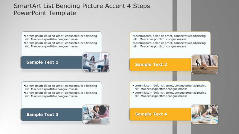 SmartArt List Bending Picture Accent 4 Steps PowerPoint Template & Google Slides Theme