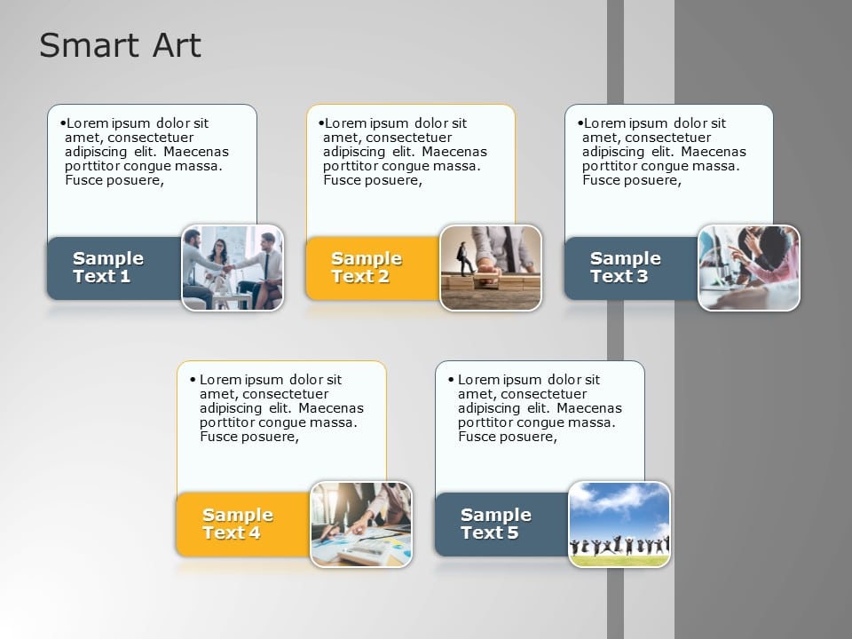 SmartArt List Bending Picture Accent 5 Steps PowerPoint Template