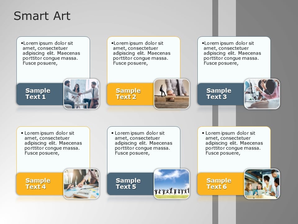 SmartArt List Bending Picture Accent 6 Steps PowerPoint Template