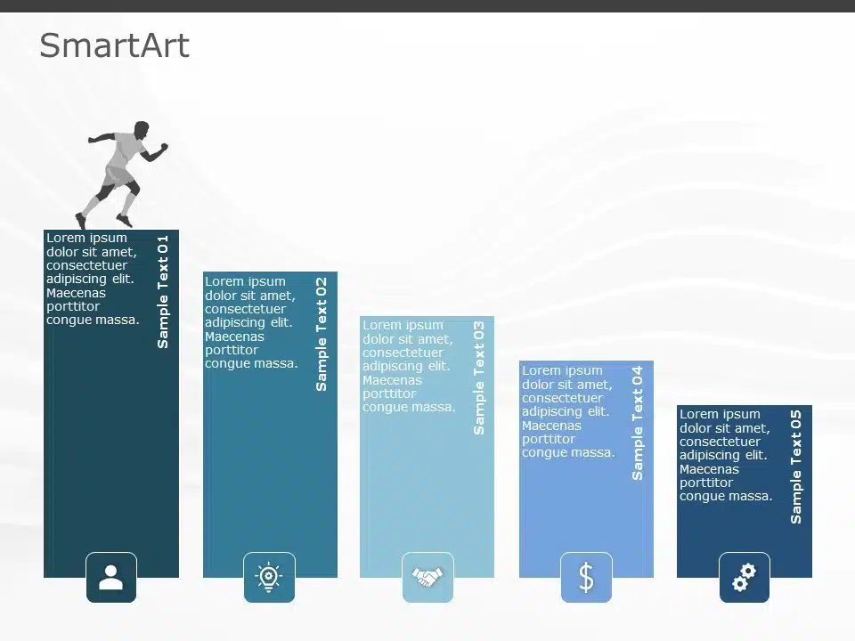 SmartArt List Box 5 Steps & Google Slides Theme