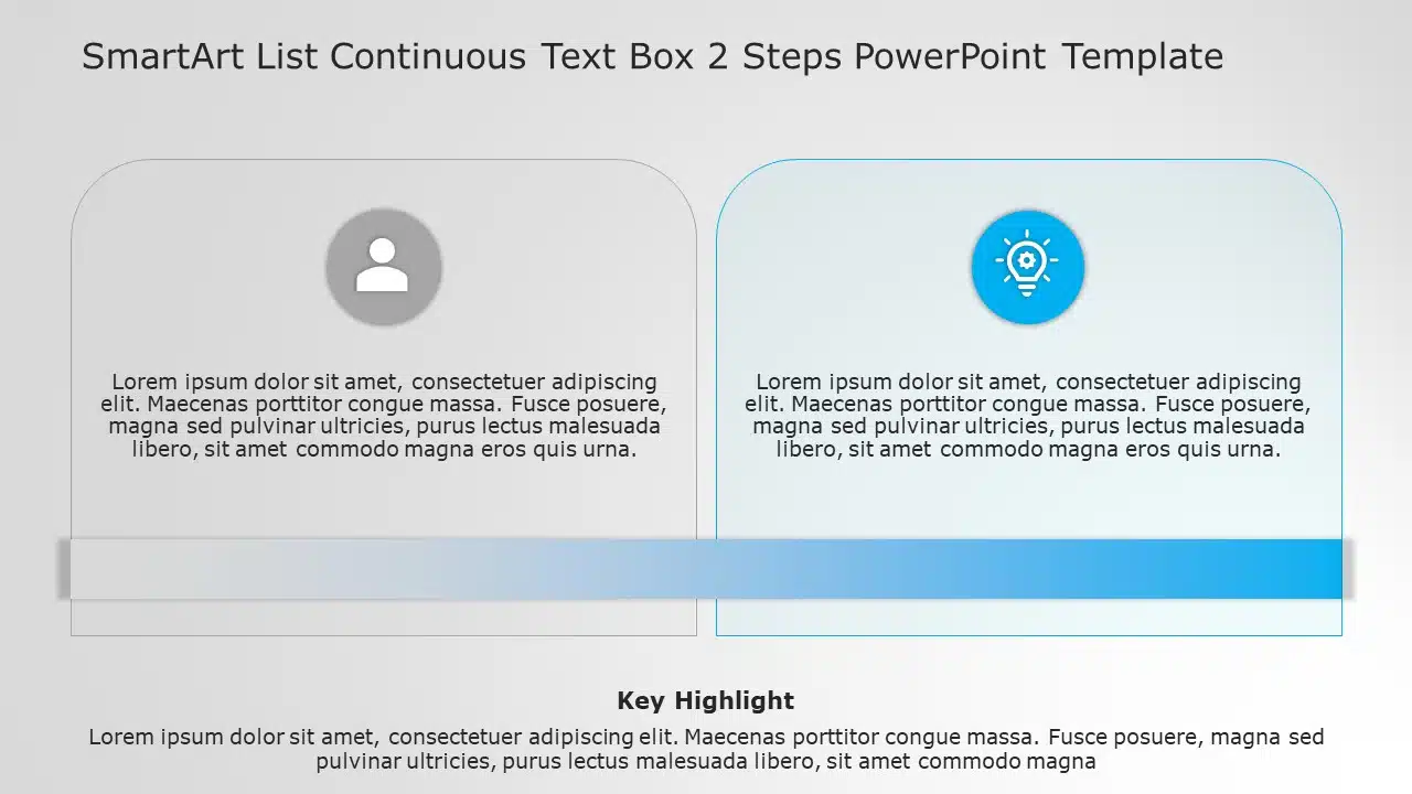 SmartArt List Continuous Text Box 2 Steps PowerPoint Template & Google Slides Theme