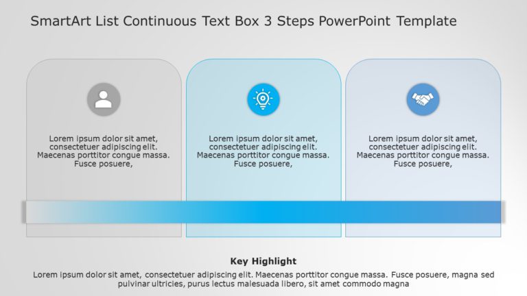 SmartArt List Continuous Text Box 3 Steps PowerPoint Template & Google Slides Theme