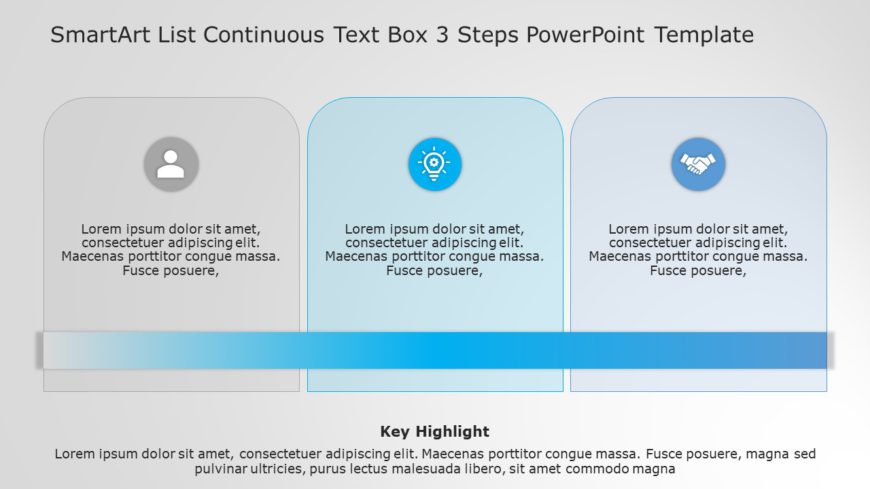 SmartArt List Continuous Text Box 3 Steps PowerPoint Template