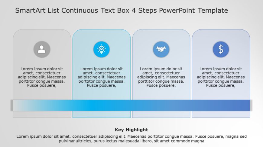 SmartArt List Continuous Text Box 4 Steps PowerPoint Template