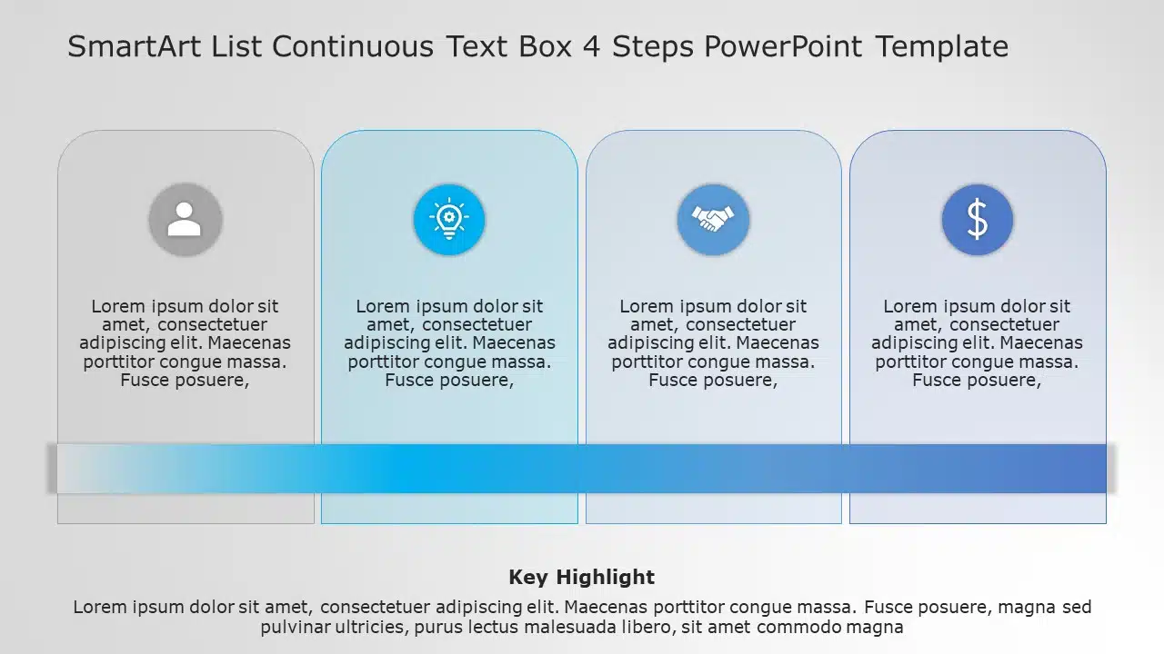 SmartArt List Continuous Text Box 4 Steps PowerPoint Template & Google Slides Theme