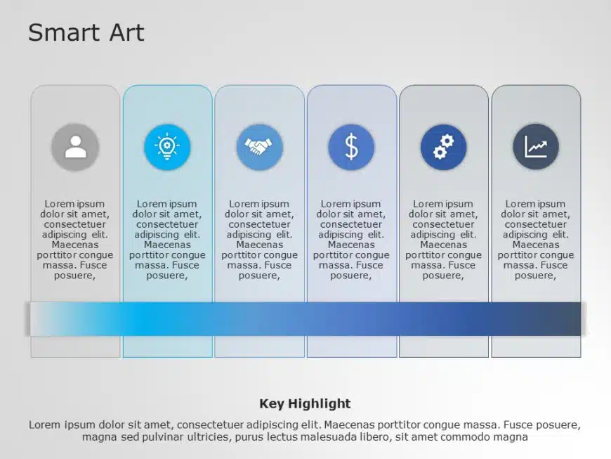 SmartArt List Continuous Text Box 6 Steps PowerPoint Template