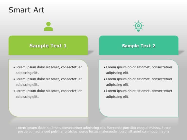 SmartArt List Horizontal Bullet List 2 Steps PowerPoint Template