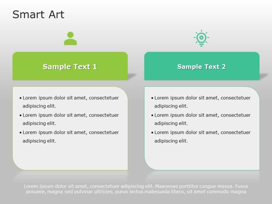 SmartArt List Horizontal Bullet List 2 Steps PowerPoint Template