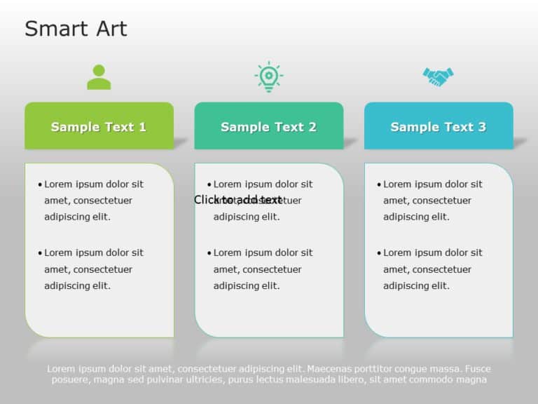 SmartArt List Horizontal Bullet List 3 Steps PowerPoint Template