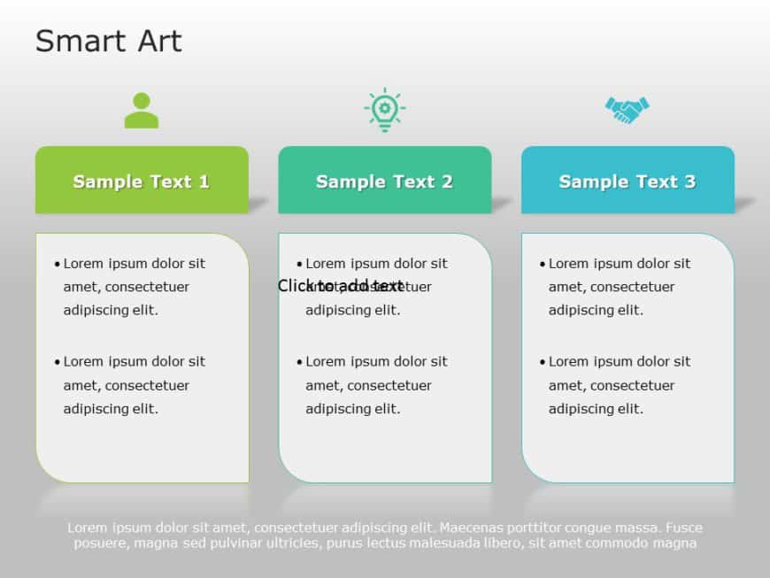 SmartArt List Horizontal Bullet List 3 Steps PowerPoint Template