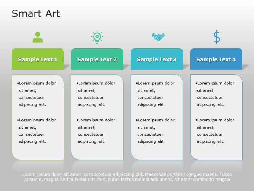 SmartArt List Horizontal Bullet List 4 Steps PowerPoint Template ...