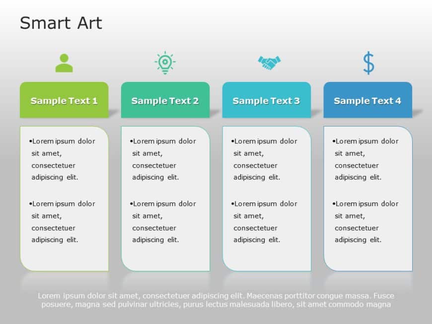 SmartArt List Horizontal Bullet List 4 Steps PowerPoint Template