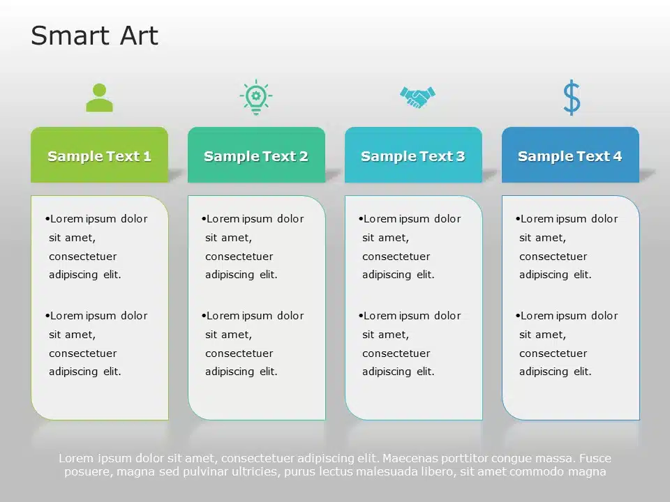 SmartArt List Horizontal Bullet List 4 Steps PowerPoint Template & Google Slides Theme