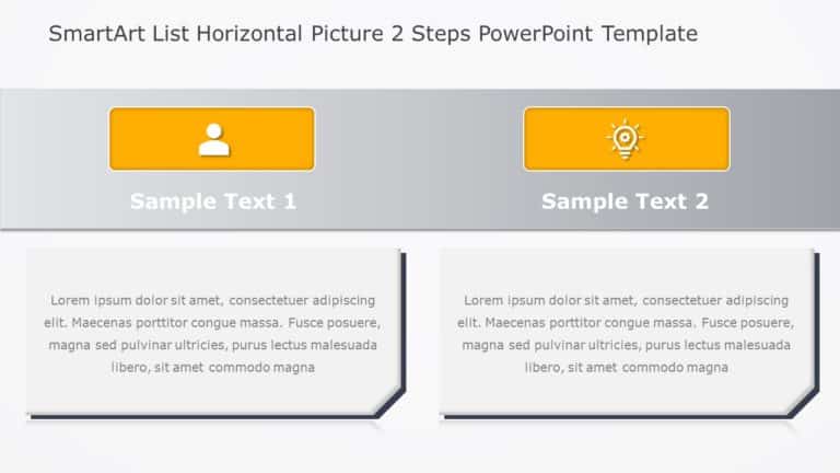 SmartArt List Horizontal Picture 2 Steps PowerPoint Template & Google Slides Theme