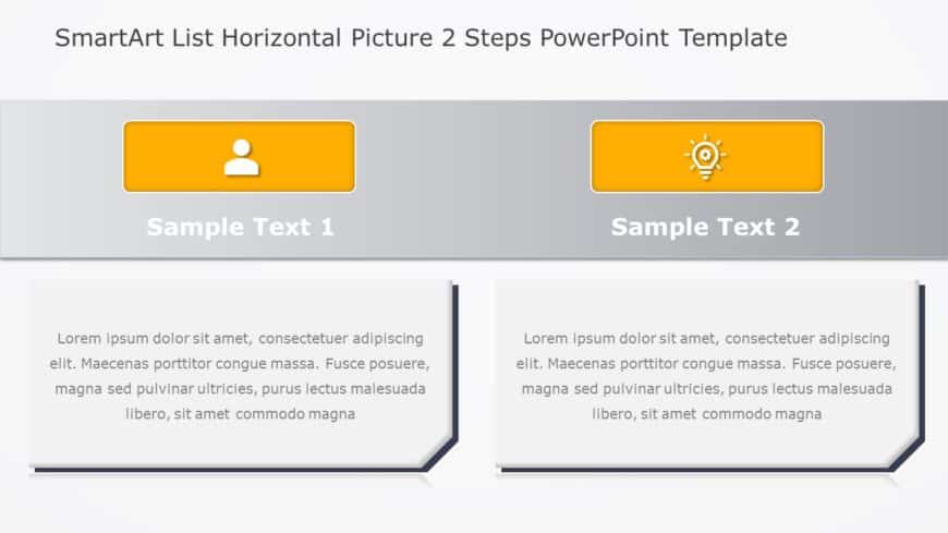 SmartArt List Horizontal Picture 2 Steps PowerPoint Template