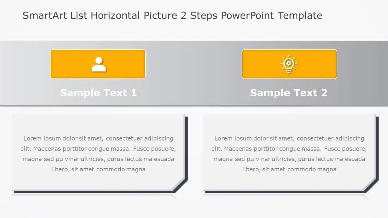 SmartArt List Horizontal Picture 2 Steps PowerPoint Template & Google Slides Theme