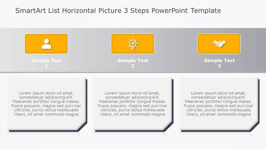 SmartArt List Horizontal Picture 3 Steps PowerPoint Template