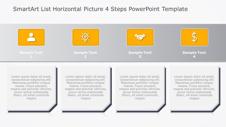 SmartArt List Horizontal Picture 4 Steps PowerPoint Template & Google Slides Theme